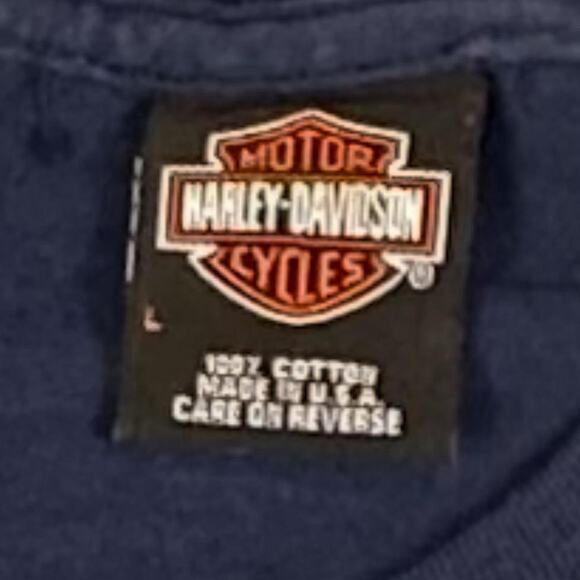 Vintage 2004 Harley Davidson Navy HD Logo Stripe Print Utah Graphic Tshirt L - Picture 7 of 7